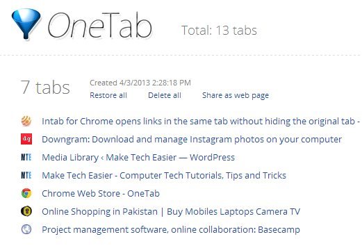 onetab-list-websites