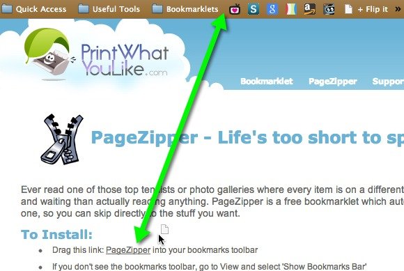 Drag the PageZipper bookmarklet to your bookmarks bar.
