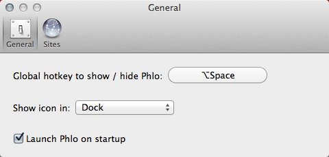 Set a keyboard shortcut for Phlo.