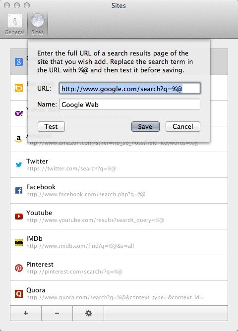 You can edit your search engines and searchable websites.