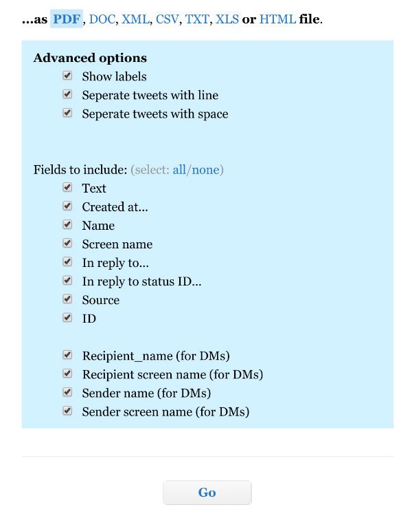 List of advanced options