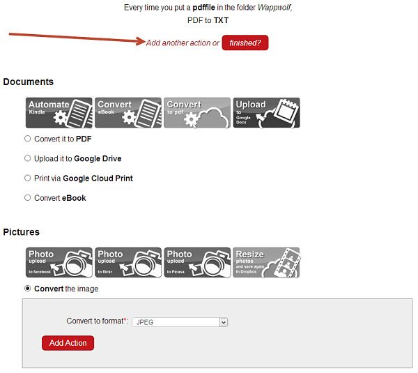 You can add more than one action to an item.