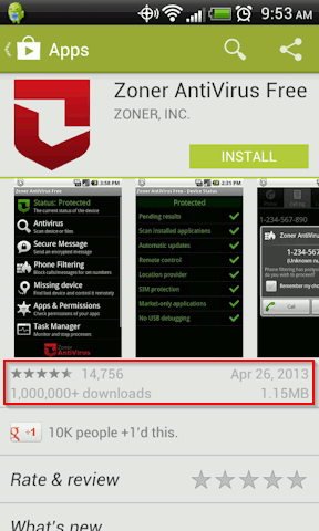 Check the date, ratings and downloads to avoid malware apps Check the date, ratings and downloads to avoid malware apps