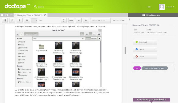 ODT Browser Doctape web app