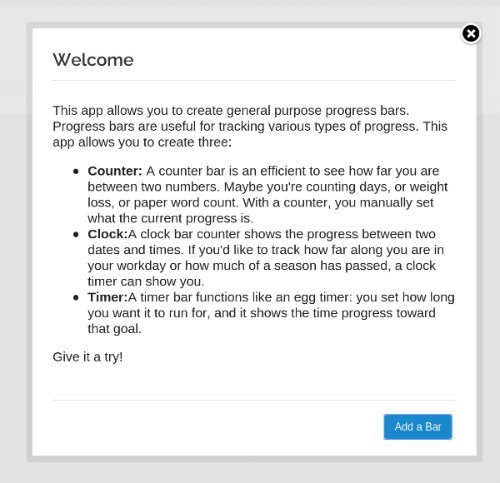 Progress Bar Timer Welcome