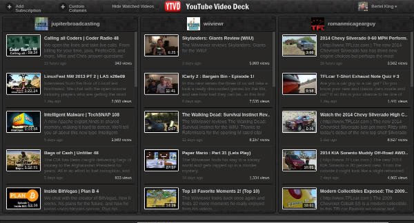 YouTube Video Deck Columns