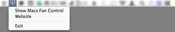 The Macs Fan Control menu bar icon menu.
