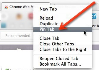 You can also right-click on a tab to pin it.