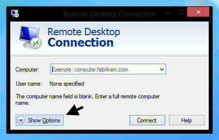 Remote Desktop - show options