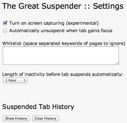 Customize the Settings for The Great Suspsender.