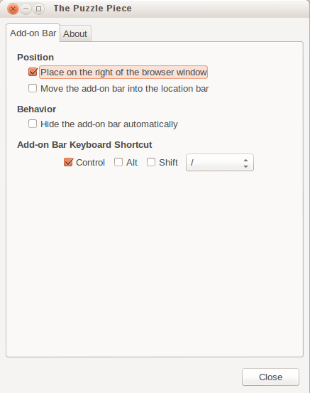 Puzzle Piece Firefox Preferences Menu