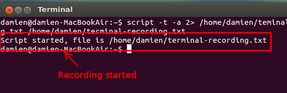Record Terminal Session Started