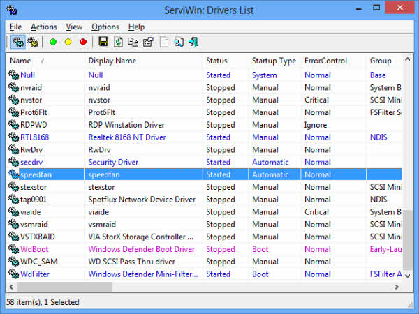 Manage Windows drivers with Serviwin
