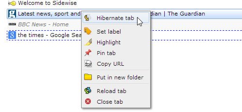 sidewise hibernate tabs option