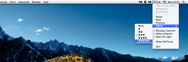 BarTunes allows you to control iTunes from your Mac's menu bar.