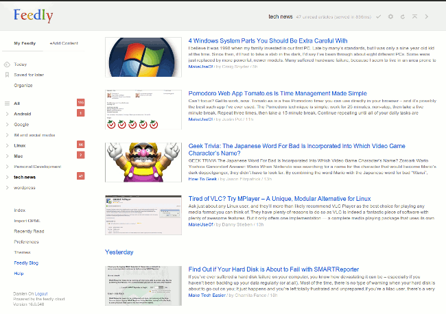 feedly with google-reader-look