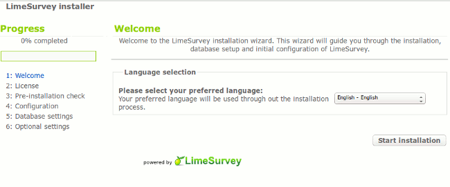 installation of limesurvey survey application