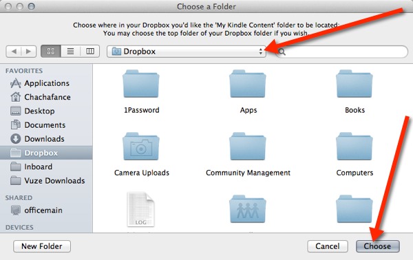 Choose where in the cloud service you'd like the folder to be located.