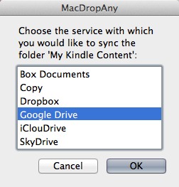 Choose the cloud service that you want to sync your folder with.