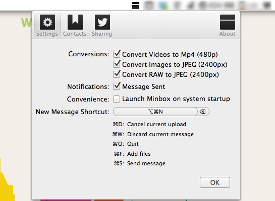 Customize Minbox's preferences.