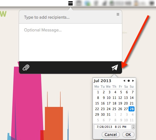 Press and hold on the send button to schedule messages to send at a later time.