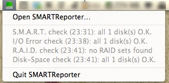 Check the status of your hard disk from the menu bar icon.