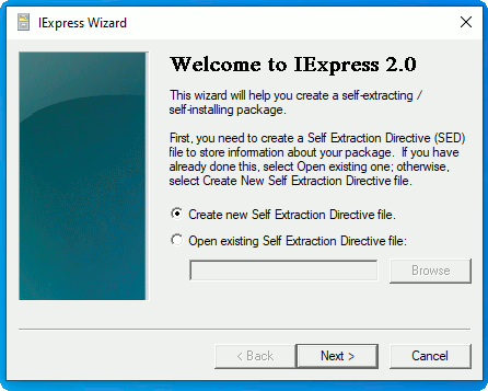 Windows10 Iexpress Welcome