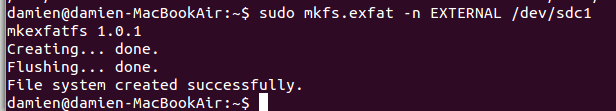 terminal-format-exfat
