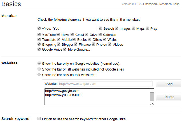 Proper Menubar's Chrome Extension Options
