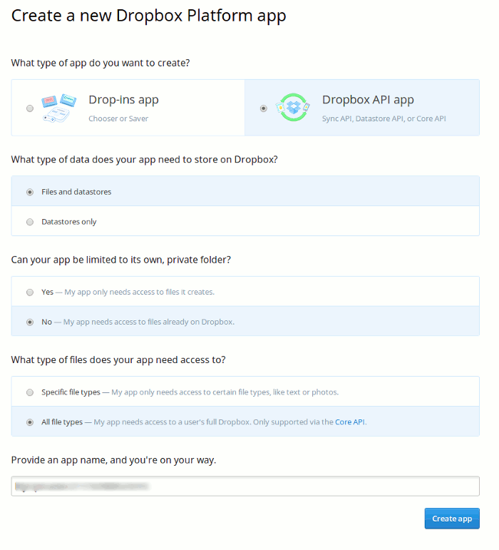 dropbox-uploader-create-app