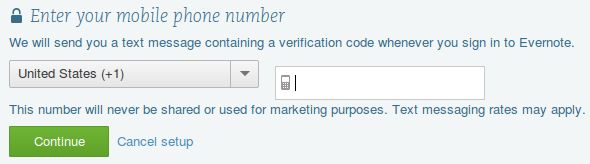 Be sure to use a valid mobile phone number here!