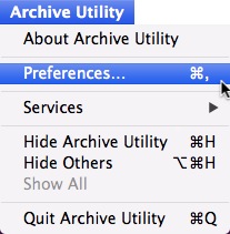 From the Archive Utility menu, select Preferences.