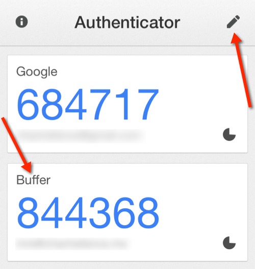 Buffer added to the Google Authenticator iOS app.
