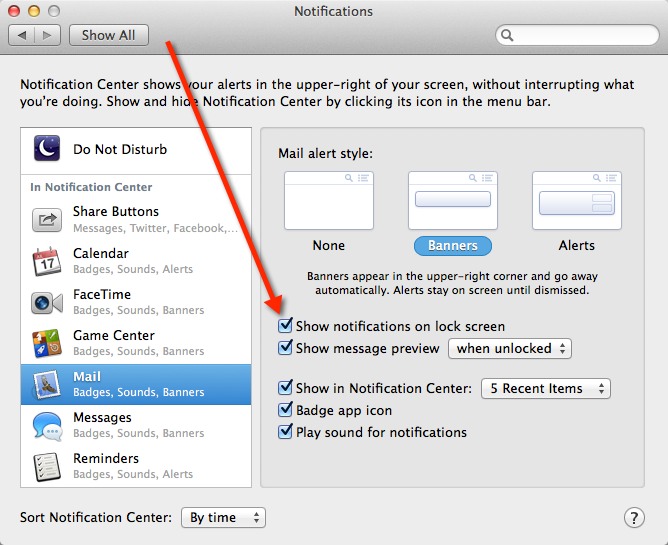 In OS X Mavericks you can disable notifications on the lock screen on a per-app basis.
