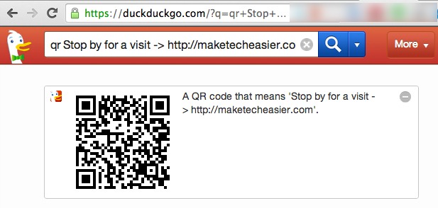 A QR Code created with DuckDuckGo.