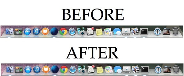 The Mac Dock in OS X Mavericks before and after making it translucent. The Mac Dock in OS X Mavericks before and after making it translucent.