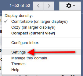 Click on the gear icon and then Settings in your Gmail account.