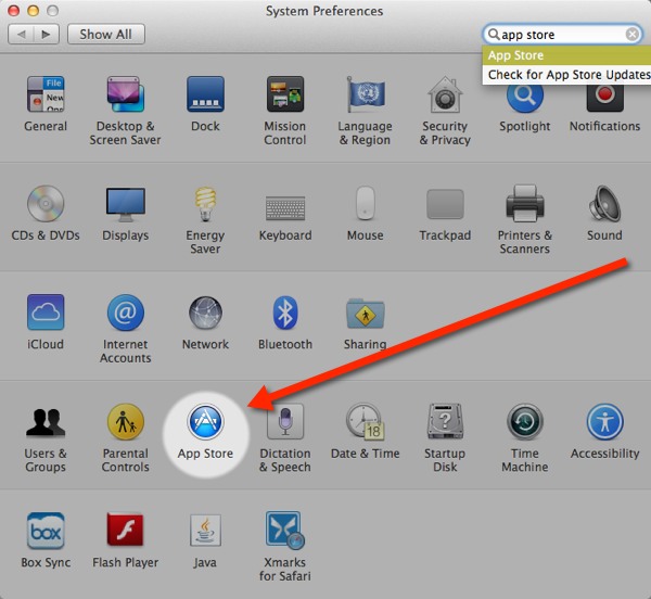 Click on App Store in System Preferences.
