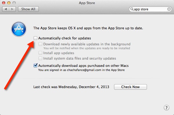 Uncheck the option next to 'automatically check for updates.'