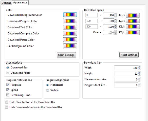 download status bar - colors