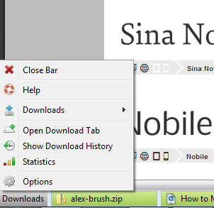 download status bar - downloads button