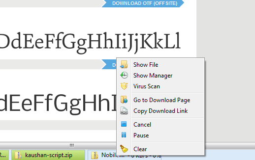 download status bar - file download rightclick