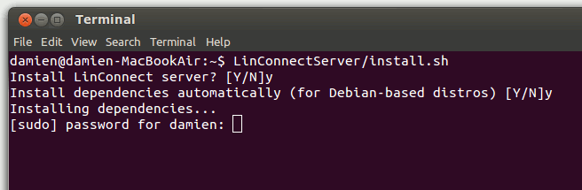 linconnect-server-installing linconnect-server-installing