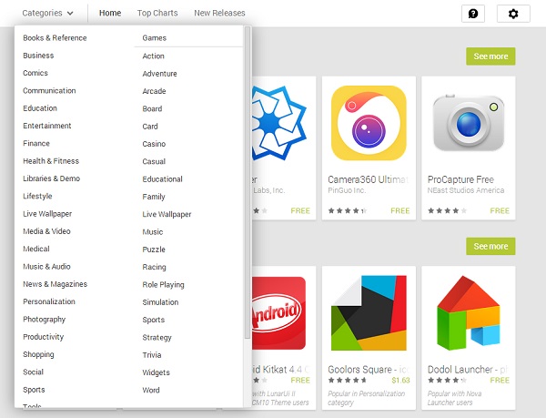 NavigateGooglePlay-Categories