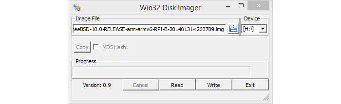 freebsd on raspberry pi - win32diskimager