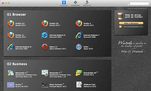 essential apps for mac - winebottler