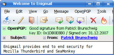 Security addons for Thunderbird - enigmail Security addons for Thunderbird - enigmail