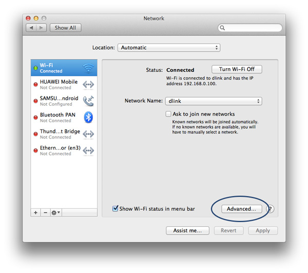 Manage WiFi Networks - Advanced Pane