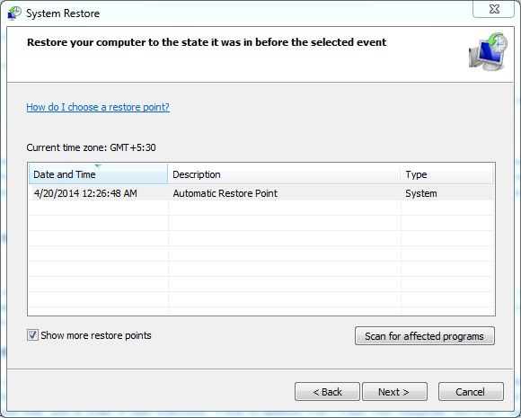 system restore system restore