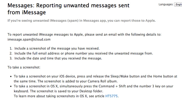 Report-Spam-iMessage-Apple-Site